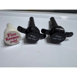 Jokari Fizz-Keeper Soda Pump and Wine Air-Vac Bottle Stopper Preserver Lot of 3